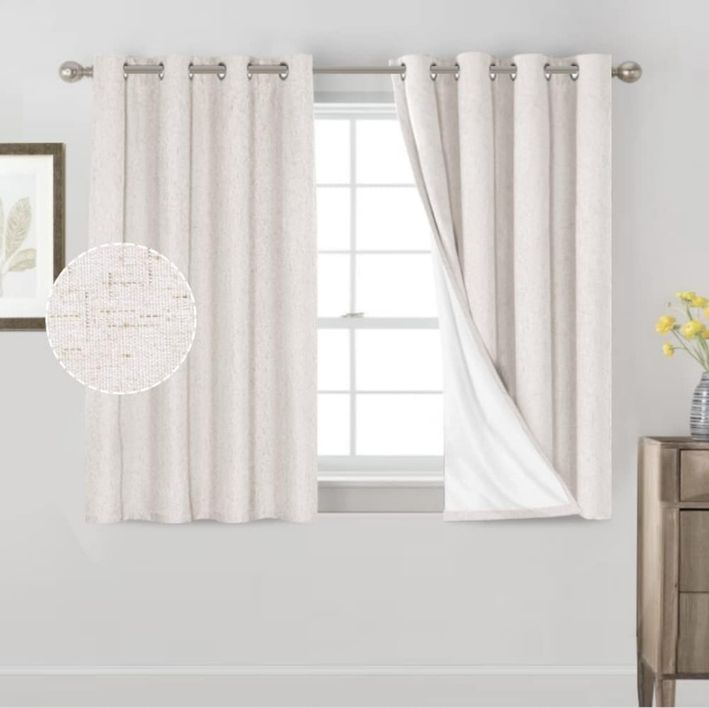 Blackout Curtains Solid Thermal Insulated with White Liner‎